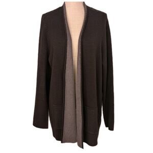 Eileen Fisher Cardigan Open Front Waffle Knit Cardigan Cashmere Blend Size XL
